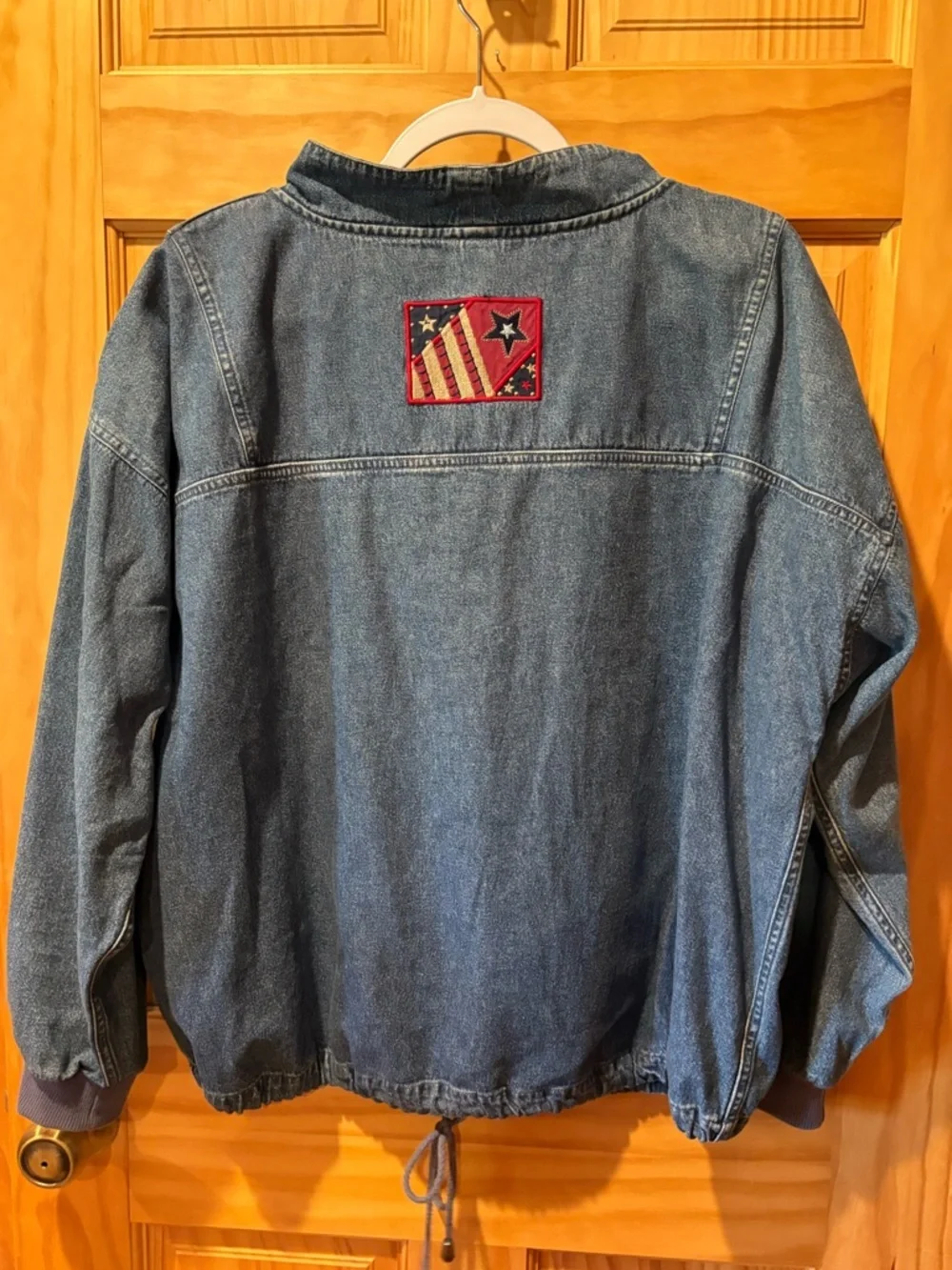 Vintage Christopher & Banks denim quarter-zip pullover jacket patriotic size L